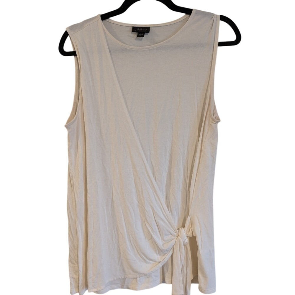 J. Jill Tank Top Womens Medium Cream Wearever Faux Wrap Side Tie Sleeveless‎